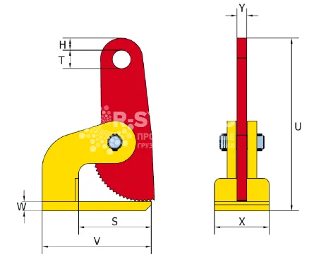 Захват горизонтальный Terrier 10 FHSX (2 шт), г/п 10 т, лист 0-100 мм - дополнительное фото 1