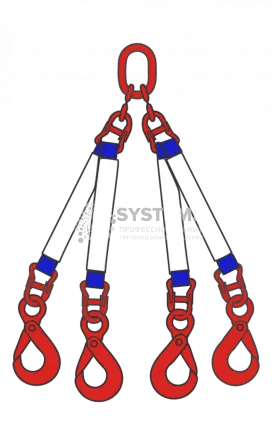 Строп текстильный четырехветвевой 4СТ 12,5 т, 10 м звено-крюк SK - основное фото