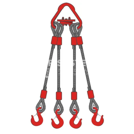 Строп канатный четырехветвевой 4СК 1,25 т, 8 м неоцинкованный - основное фото