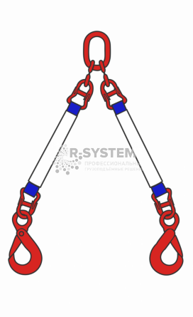 Строп текстильный двухветвевой 2СТ 10 т, 2 м звено-крюк SK - основное фото